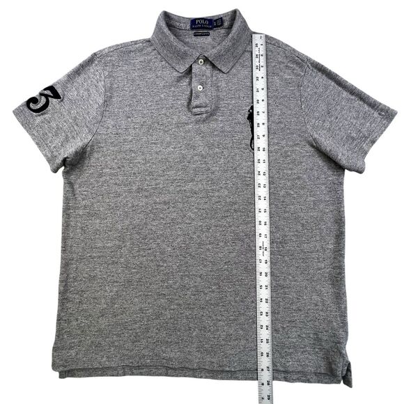 Polo Ralph Lauren Polo Shirt Mens XL Gray Custom Slim Fit Big Pony 3 Rugby Style - Picture 10 of 10